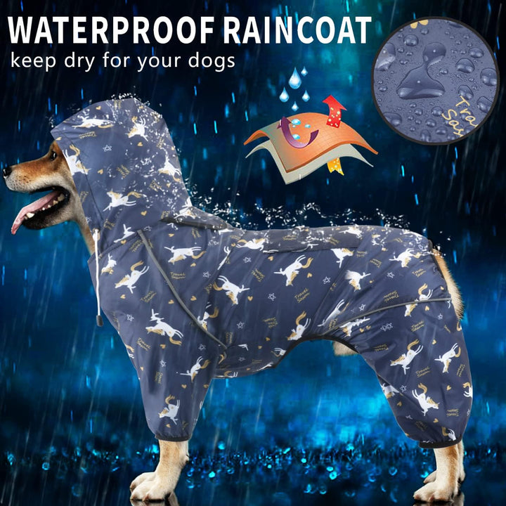 Idepet Regenmantel für Hunde, wasserdicht Winddicht mit Kapuze für kleine und mittelgrosse Hunde M B