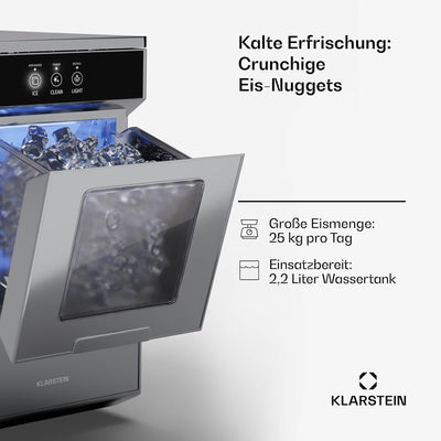 Klarstein 2,2L Eisnugget-Maschine für Zuhause, Camping & Gastro, Schnelle Nuggeteis-Maschine Klein,