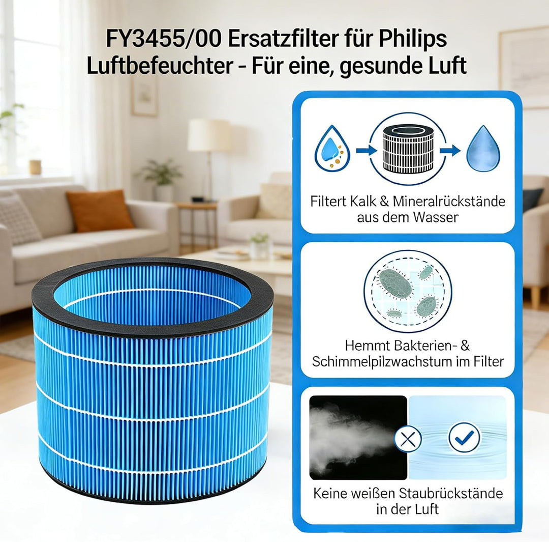 FY3455 Ersatzfilter für Philips AC3737/10 2-in-1 Luftreiniger und Luftbefeuchter – 2 Stück FY3455/00