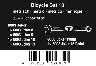 Wera 05004178001 Bicycle Set 10, Ringmaulschlüssel-Satz, 5-teilig Ringmaulschlüssel-Satz, 5-teilig B