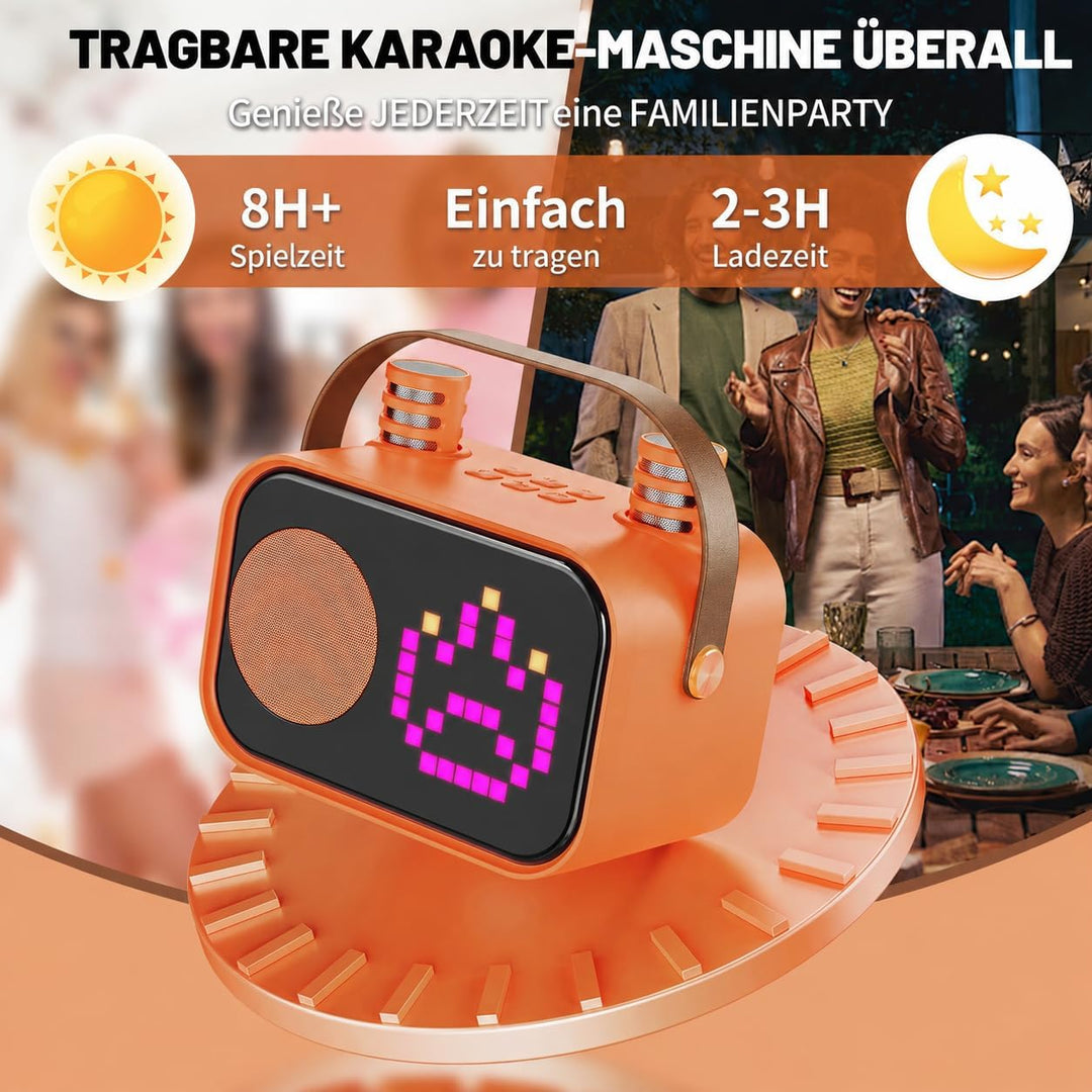 JYX Karaoke Anlage mit 2 Mikrofonen, Karaoke Maschine Kinder mit Professionellem Begleitmodus, Bluet