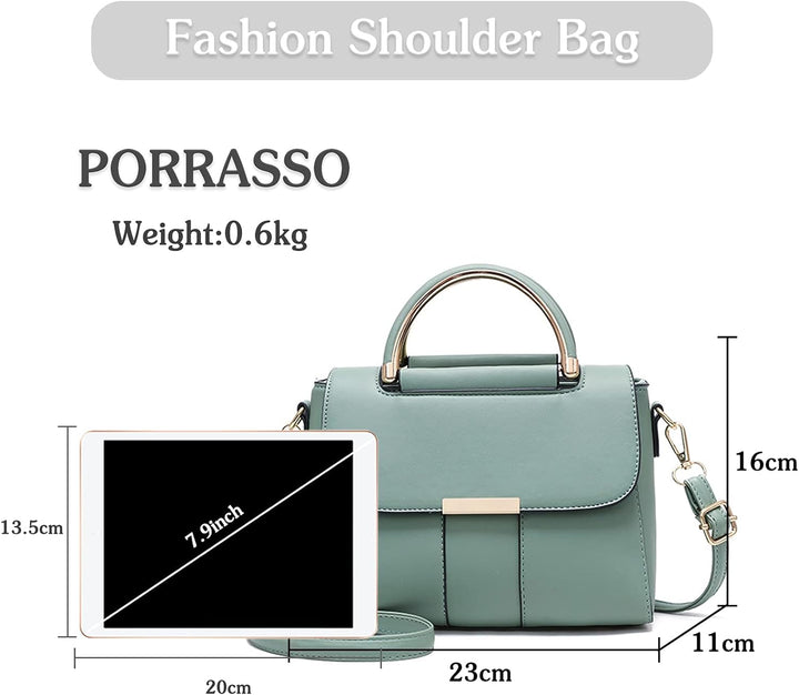 PORRASSO Damen Schultertasche Mode Handtasche PU Leder Top Griff Tasche Umhängetasche Schöne Henkelt