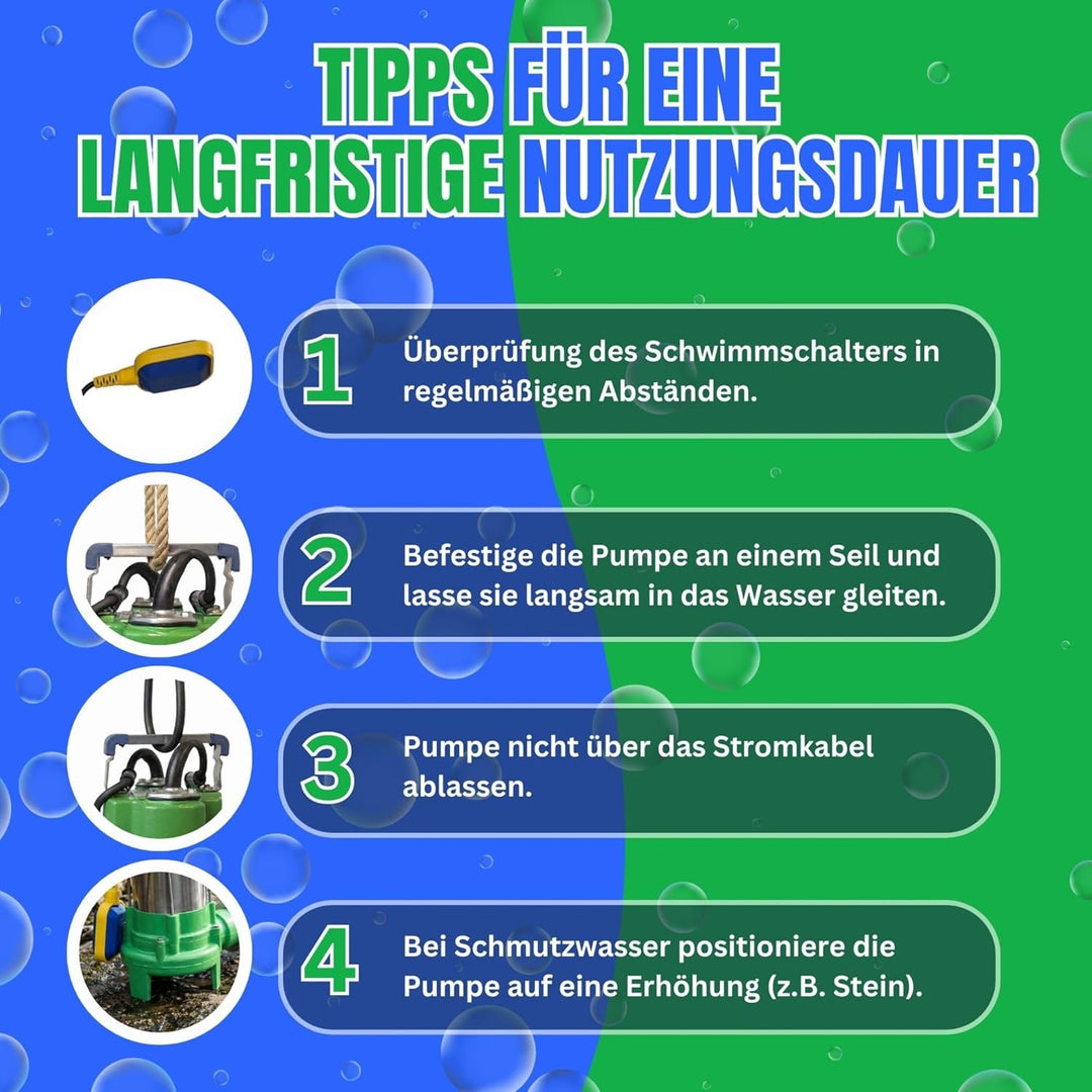 CHM GmbH® Profi Fäkalienpumpe Schmutzwasserpumpe V550 11000 L/h (Profi Fäkalienpumpe ohne 2" C-Schla