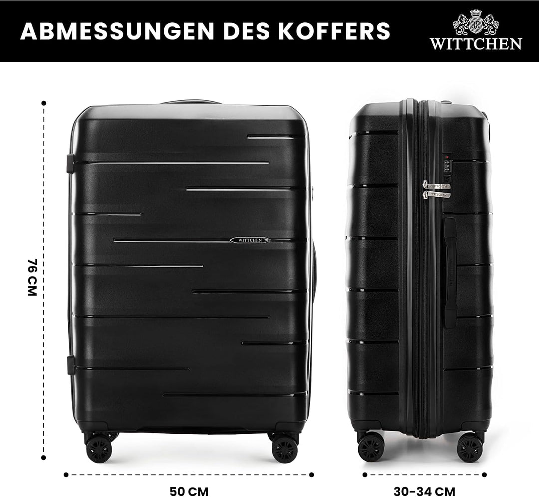 WITTCHEN ARCO Line | Grosser Koffer Reisekoffer | Leichtes Gepäck Polypropylen TSA-Schloss Teleskopg