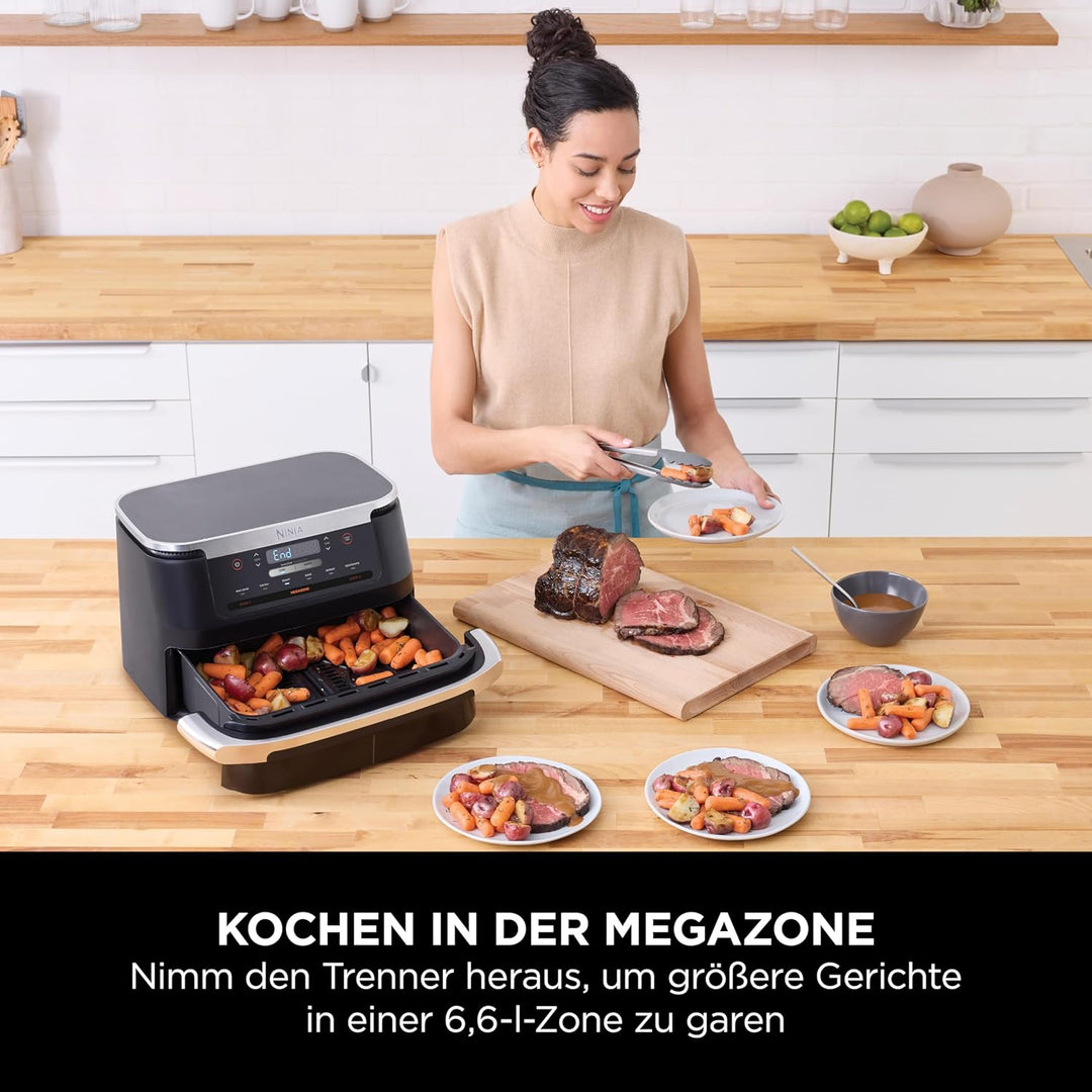 Ninja FlexDrawer Heissluftfritteuse (6 Liter), Schwarz. Dual Zone Air Fryer, grosse Schublade, 6-in-