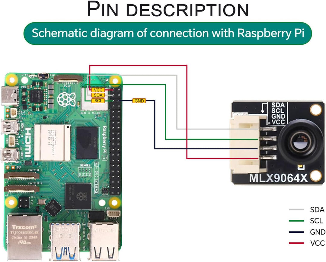 MLX90640 IR Array Thermal Imaging Camera Module for Raspberry Pi, 32 x 24 Pixels, 55° Field of View