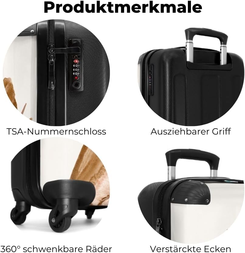 NoBoringSuitcases.com® Handgepäck Koffer 55x40x20 Personalisiert - Reisekoffer mit Rollen, Leichtgew