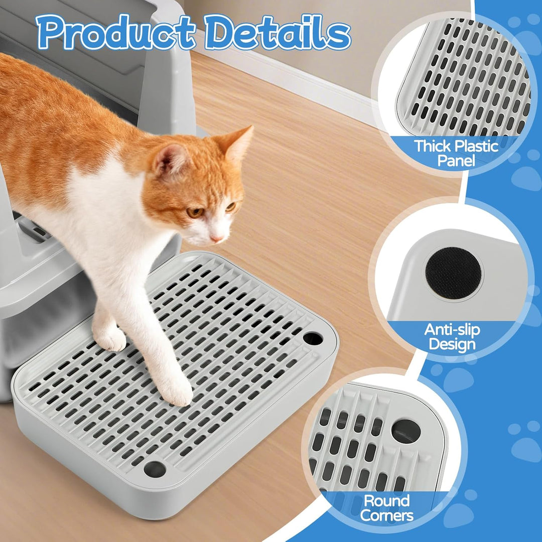 Kalolary 2 Packung Katzenstreu-Rampe mit Filtersystem – rutschfeste Treppe für Katzentoilette, Litte