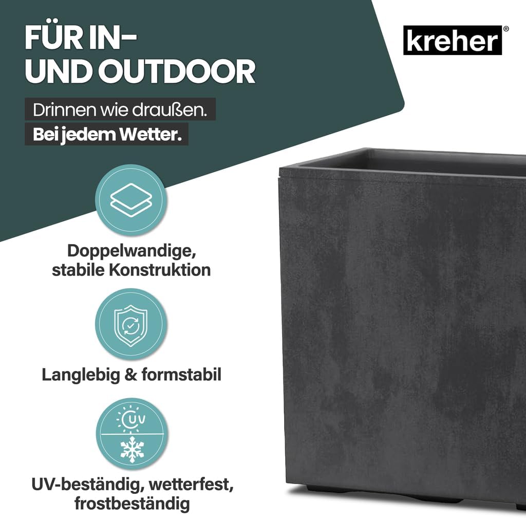 Kreher XL Pflanzkasten Millennium in verschiedenen Formaten und Farben. Tolle Naturstein Optik in Br