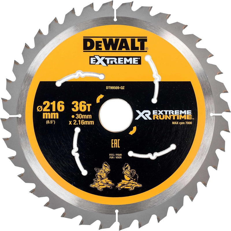 Dewalt XR Extreme Runtime Kreissägeblatt DT99569 (216/30 mm, 36 WZ/FZ, 7°, für feine Schnitte, für d