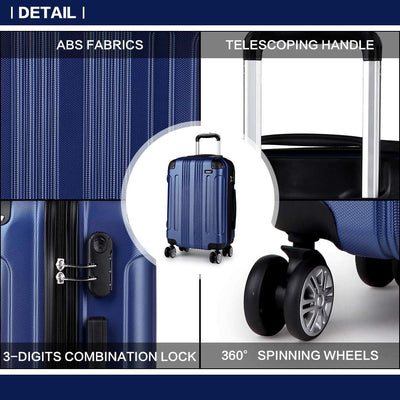 Kono Hartschale Trolley Koffer 4 Rollen Reisekoffer Gepäck (Dunkelblau, Set) Dunkelblau Set, Dunkelb