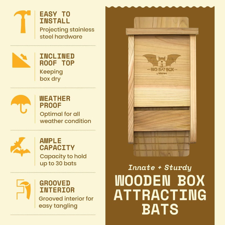 Wildyard Bat House for Outdoors - Der Komplette Fledermauskasten für den Aussenbereich - Säubere dei