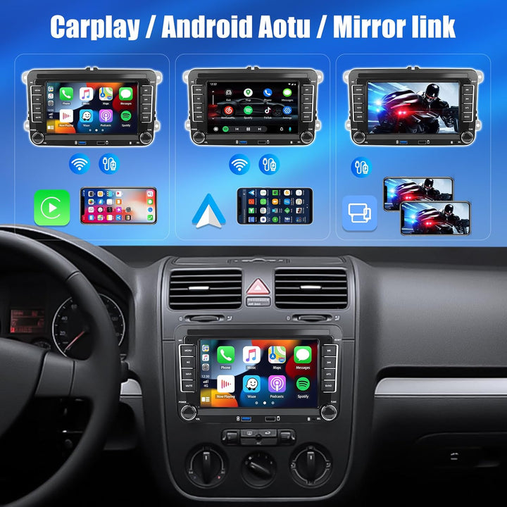 [2+64G] CAMECHO Android 13 Autoradio für VW Golf 5 Golf 6 Skoda Polo Passat Tiguan Touran mit Carpla