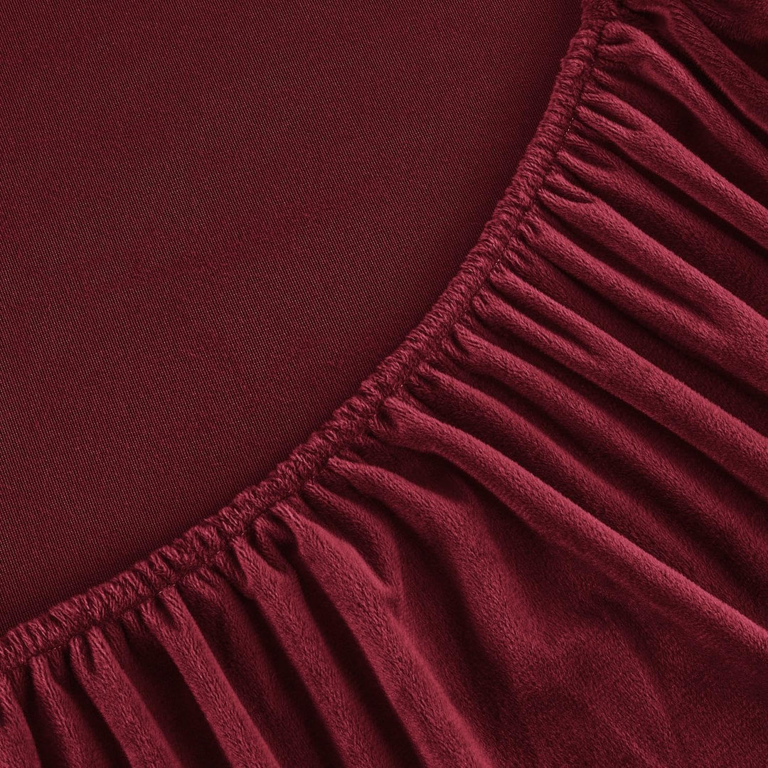 Boqingzhu Flauschige Plüsch Spannbettlaken 90x200cm Rot Weinrot Fleece Flanell Cashmere Touch Spannb