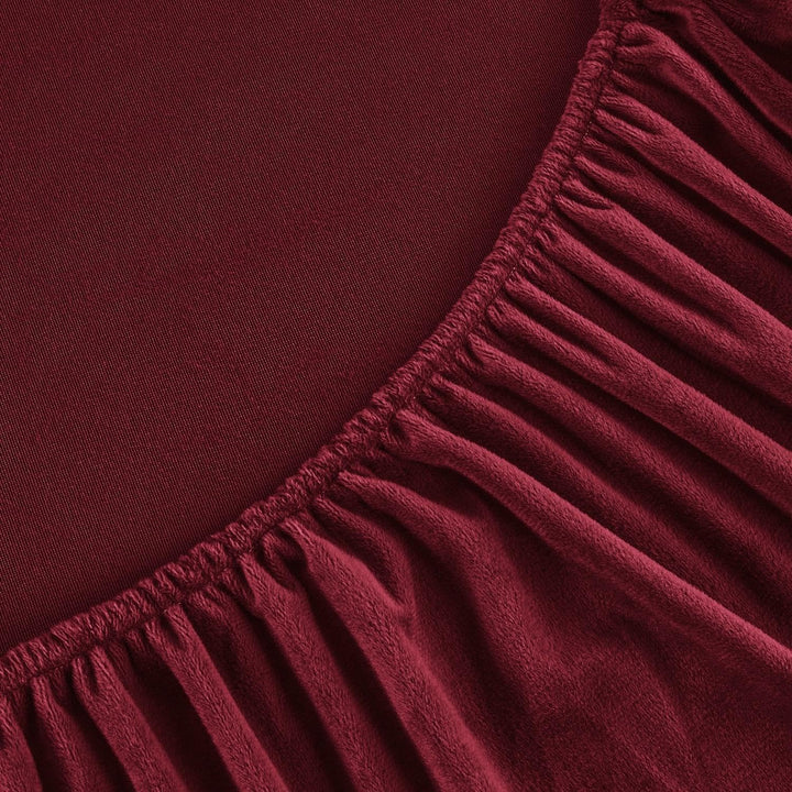 Boqingzhu Flauschige Plüsch Spannbettlaken 90x200cm Rot Weinrot Fleece Flanell Cashmere Touch Spannb