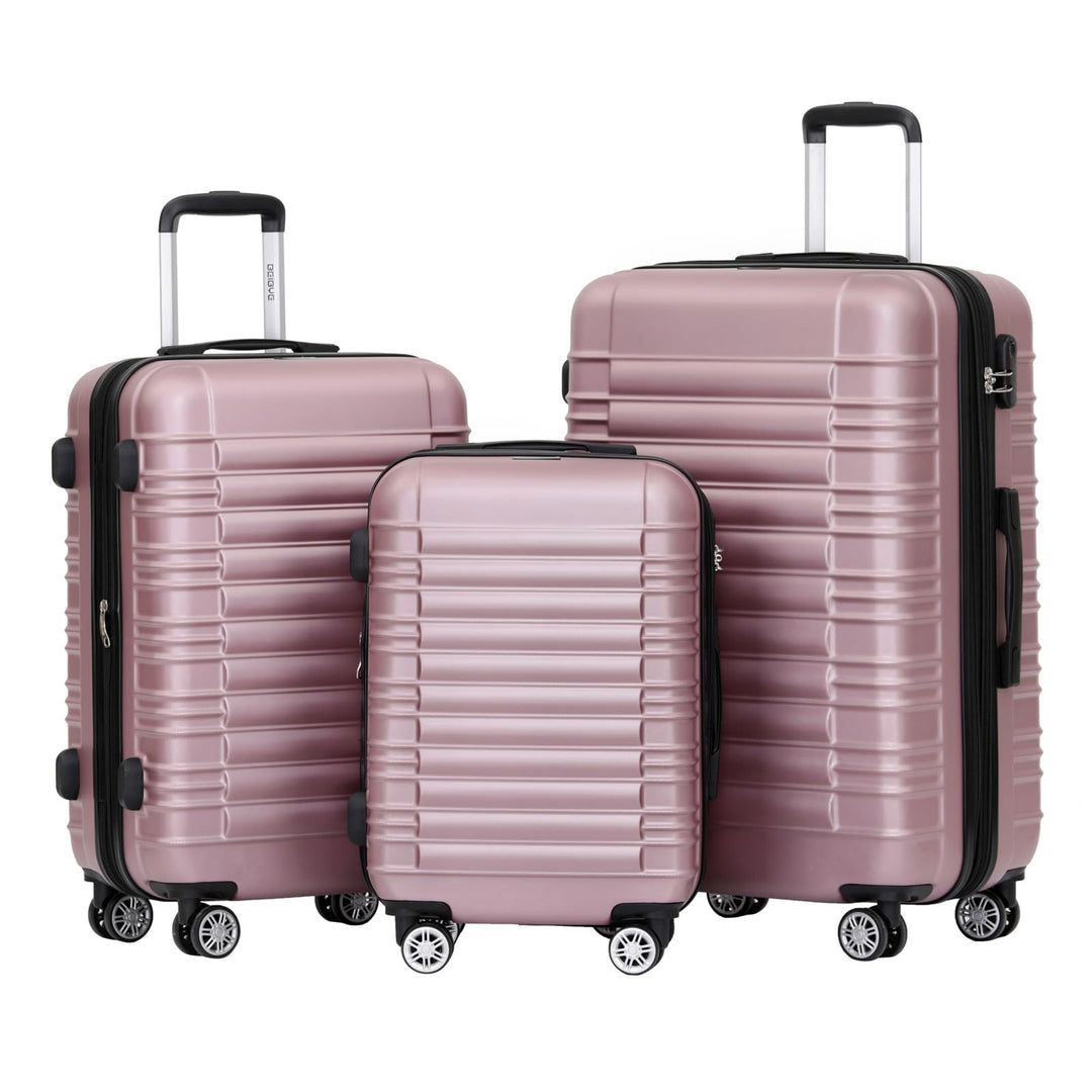 BEIBYE Zwillingsrollen Reisekoffer Koffer Trolleys Hartschale M-L-XL-Set (Rosa, Set) Rosa M+L+XL Set