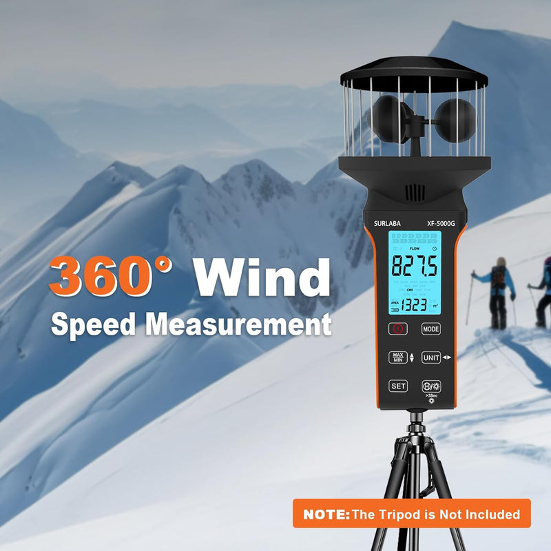 SURLABA Digital Cup Windmesser, Air Flow CFM Anemometer XF-5000G Misst MAX/MIN Luftgeschwindigkeit (