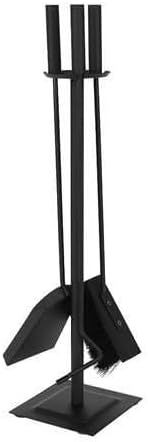 Kaminbesteck Kaminzubehör Set Kaminwerkzeug Ofenbesteck Schwarz 4-in-1-Set mit Besen, Schaufel, Eise