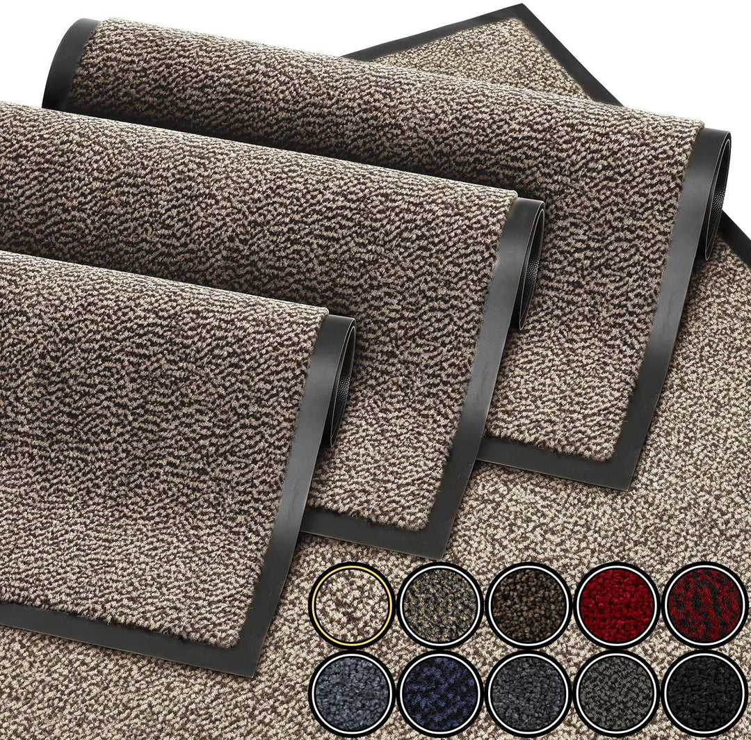 GadHome Fussmatte Beige Grau 90x120 cm | Eingangstürmatte wasserdicht waschbar strapazierfähiger Sch