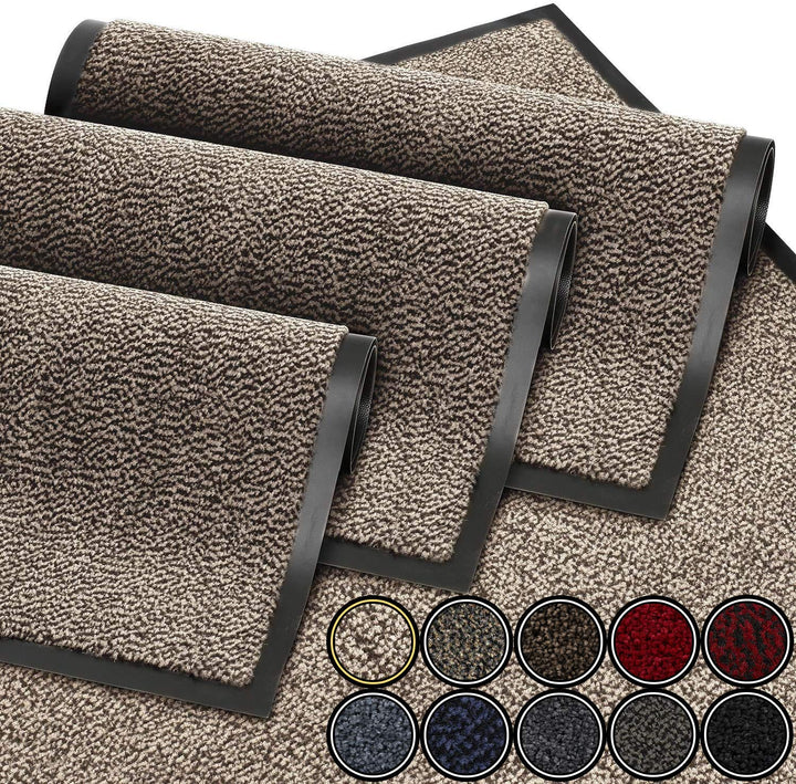 GadHome Fussmatte Beige Grau 90x120 cm | Eingangstürmatte wasserdicht waschbar strapazierfähiger Sch