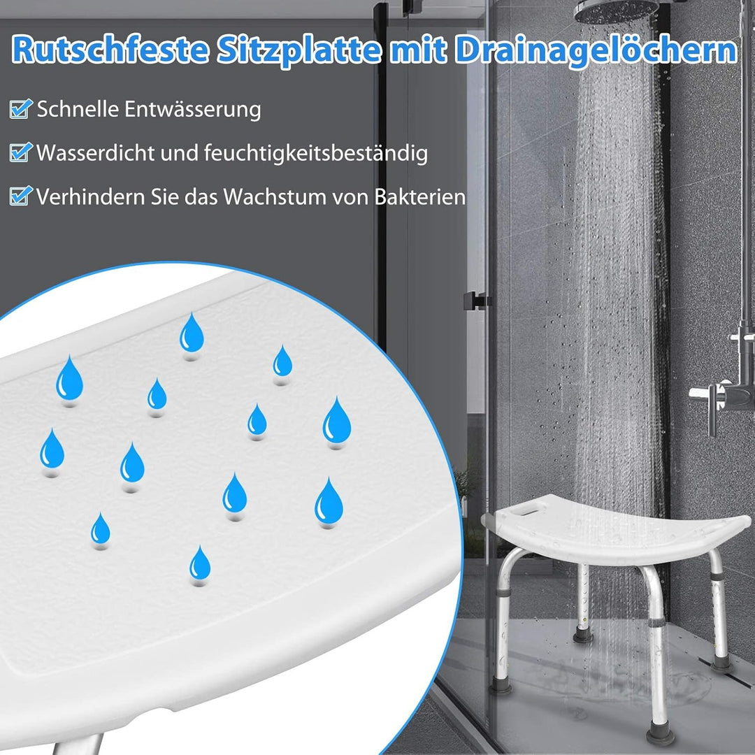AUFUN Duschhocker Duschstuhl 38-53cm Höhenverstellbar Duschhocker Anti-Rutsch Badsitz Duschhilfe Dus