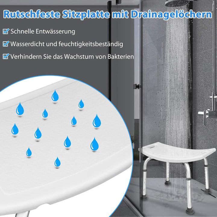 AUFUN Duschhocker Duschstuhl 38-53cm Höhenverstellbar Duschhocker Anti-Rutsch Badsitz Duschhilfe Dus