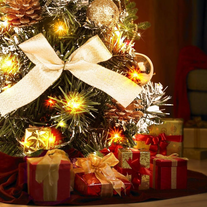 CRTEPST Mini LED Weihnachtsbaum Künstlich Klein Desktop Deko Tannenbaum mit LED Lichterkette Beleuch