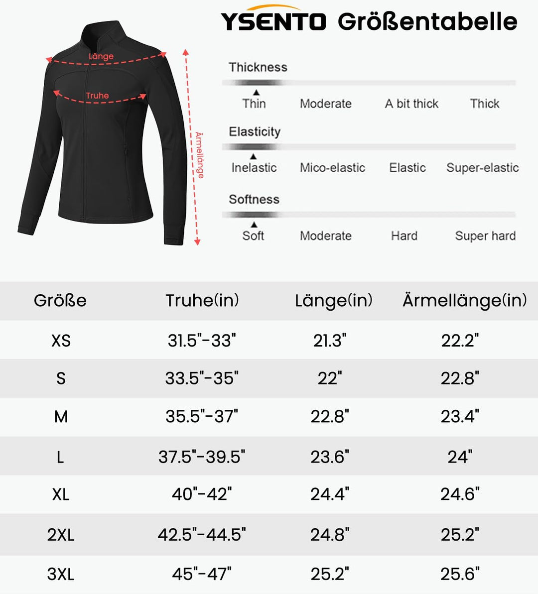 YSENTO Damen Sportjacke Laufjacke Funktionsjacke Wanderjacke Leicht Langarm Yoga Gym Sport Oberteil