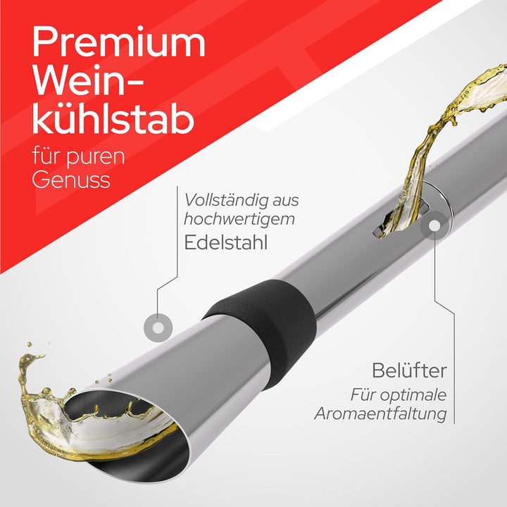 Haber&amp;Kremer® (2x) Weinkühlstab - Erstklassige Kühlung - Hochwertiger Weinkühler Stab aus 100% Edels