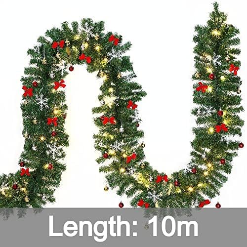 Casaria Weihnachtsgirlande mit Beleuchtung Deko 10m 160 LEDs Beleuchtet Innen Aussen Grün Weihnachts