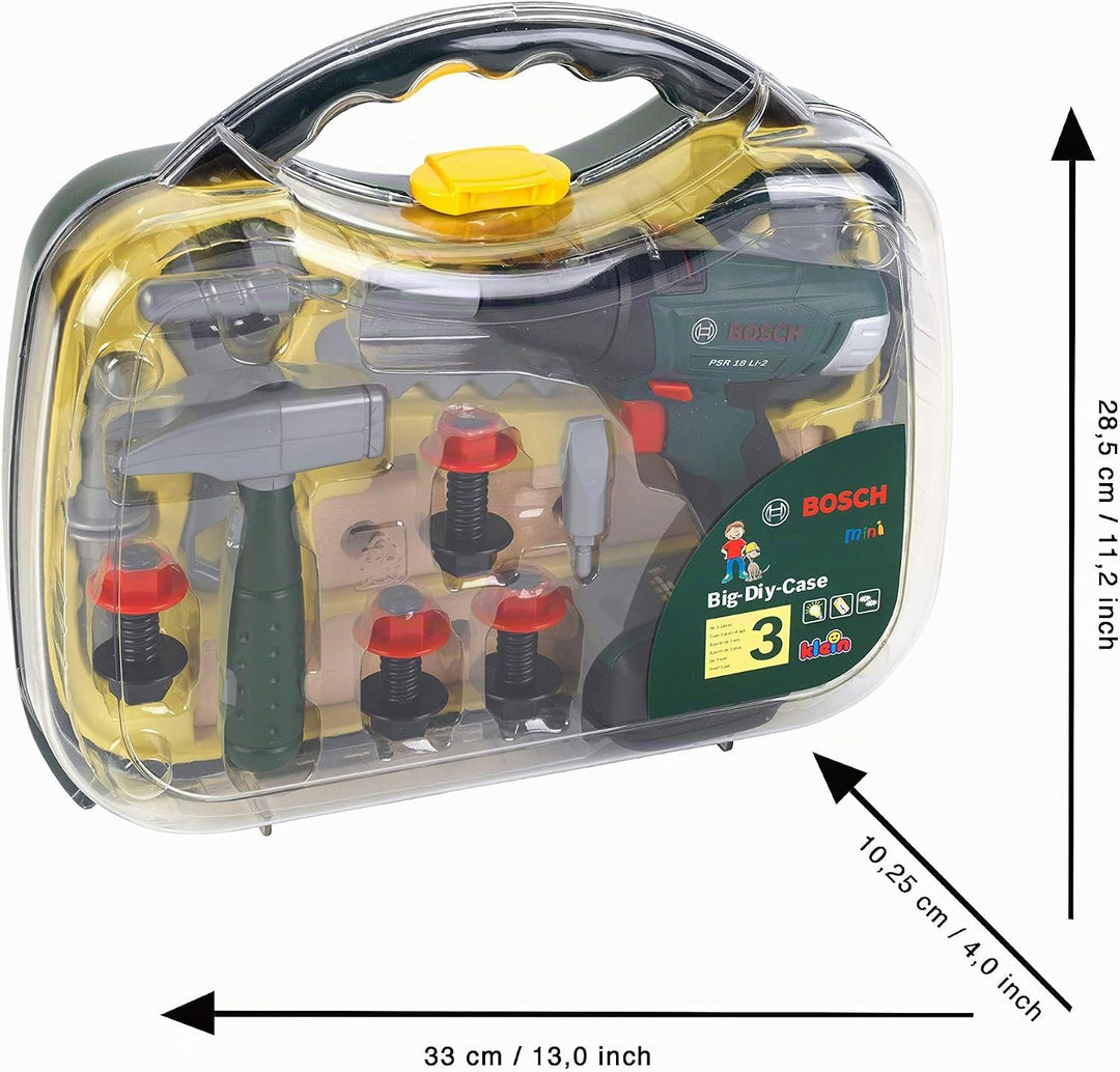 Theo Klein 8584 Bosch Akkuschrauber-Koffer I Werkstatt-Set mit Bosch Akkuschrauber, viel Zubehör und