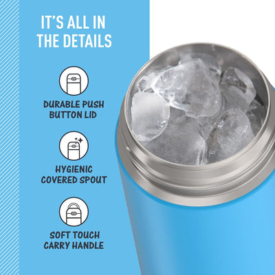 THERMOS Funainer Vakuum-Isolierflasche aus Edelstahl, mit breitem Auslaufdeckel, 473 ml, Denimblau 1