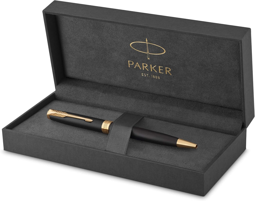 Parker Sonnet Kugelschreiber | Matt-Schwarze Lackierung mit Goldzierteilen | Mittlere Spitze | schwa