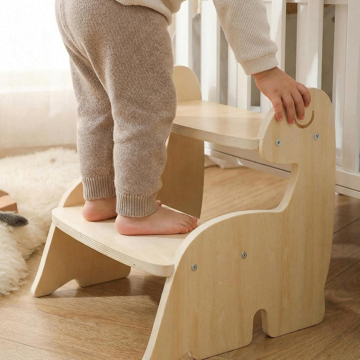Ritthocker für Kinder, 36.1x 31 x 32.7cm Tritthocker Kinder Holz, Holzhocker für Kinder, Zwei-Schrit