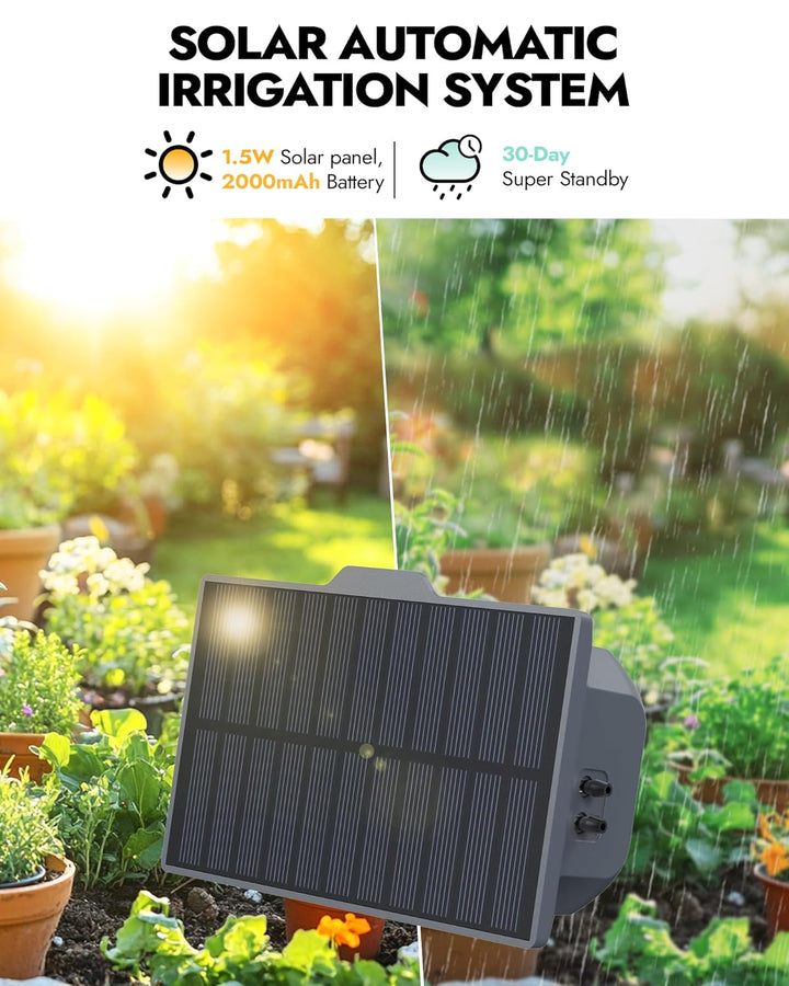 RAINPOINT Solar Bewässerungssystem, Automatische Bewässerung Garten für 15 Topfpflanzen, 3-Wege-Para