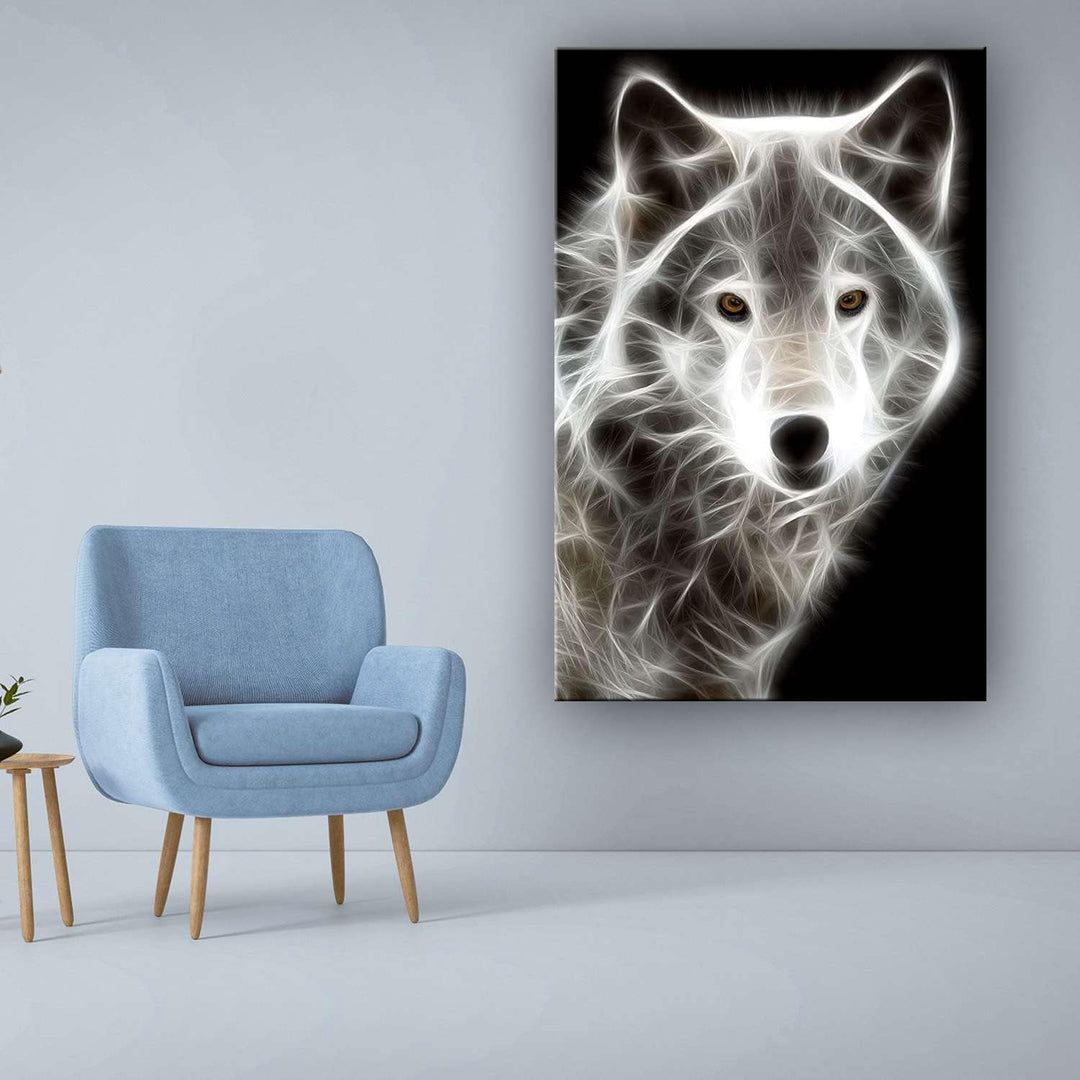 Startonight Bilder Weisser Wolf, Leinwandbilder Moderne Kunst, Tiere Wanddeko Kunstdrucke, Wandbilde