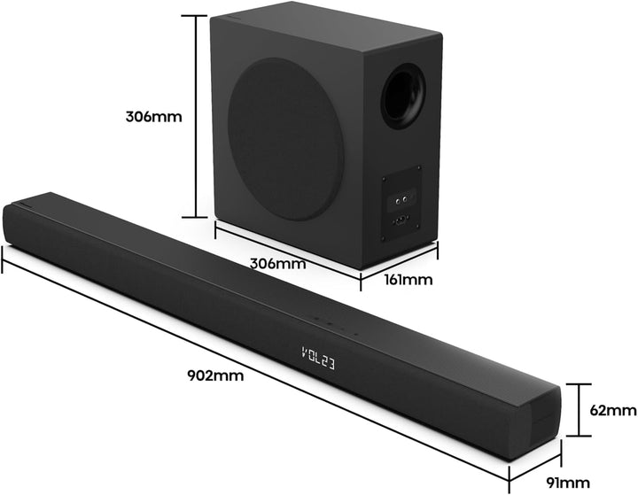 Hisense HS3100 3.1 Kanal Soundbar mit kabellosem Subwoofer, 480W, Dolby Audio, Bluetooth, HDMI ARC/O