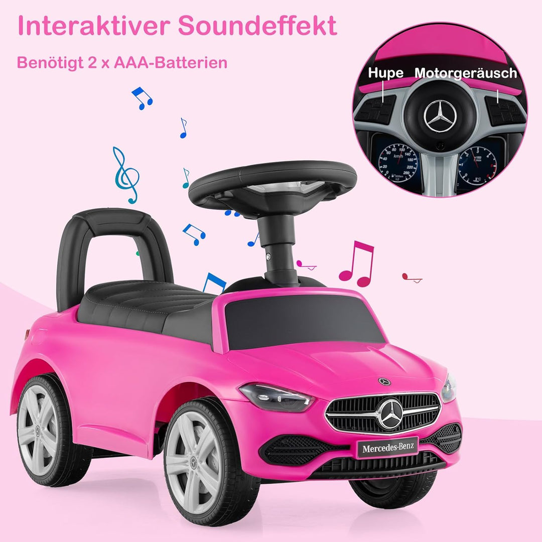 DREAMADE Kinder Rutschauto, Mercedes-Benz Lizenziertes Rutscherfahrzeug mit Hupe, Motorengeräuschen,