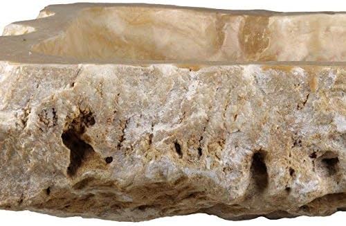 Divero Natur-Stein Waschschale Meran Aufsatz-Waschbecken Handwaschbecken Marmor Creme/Hellbraun Ø ca