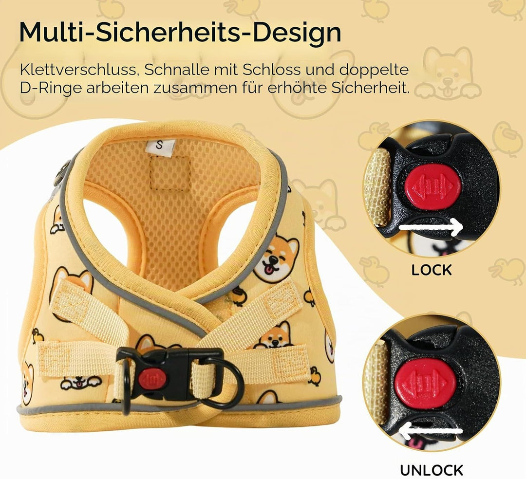BELLA &amp; PAL Hundegeschirr Kleine Hunde mit Leine, Step-in Geschirr aus Air Mesh, Anti Zug Reflektier