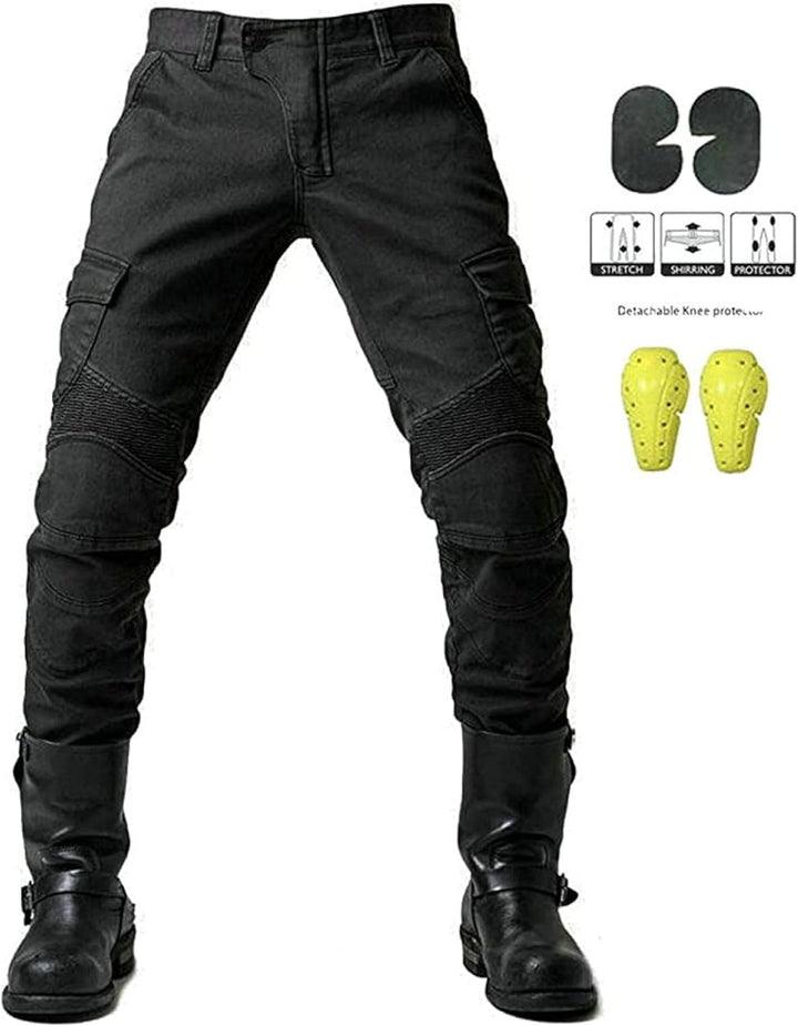 Motorradhose,Schutzhose,Herren,Motorradjeans,aus atmungsaktivem, verschleissfestem,mit 2 Paar Protek