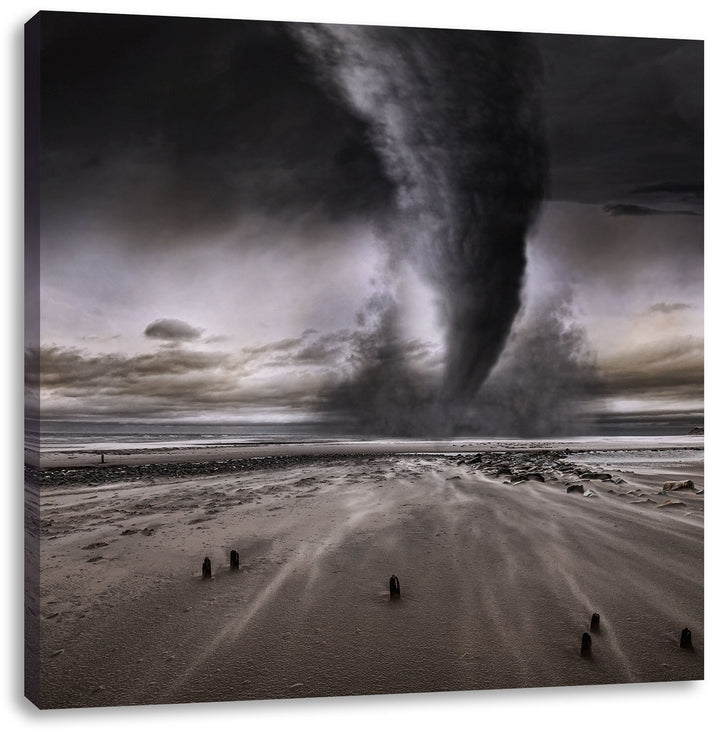 Dramatischer Tornado, Format: 70x70 auf Leinwand, XXL riesige Bilder fertig gerahmt mit Keilrahmen,