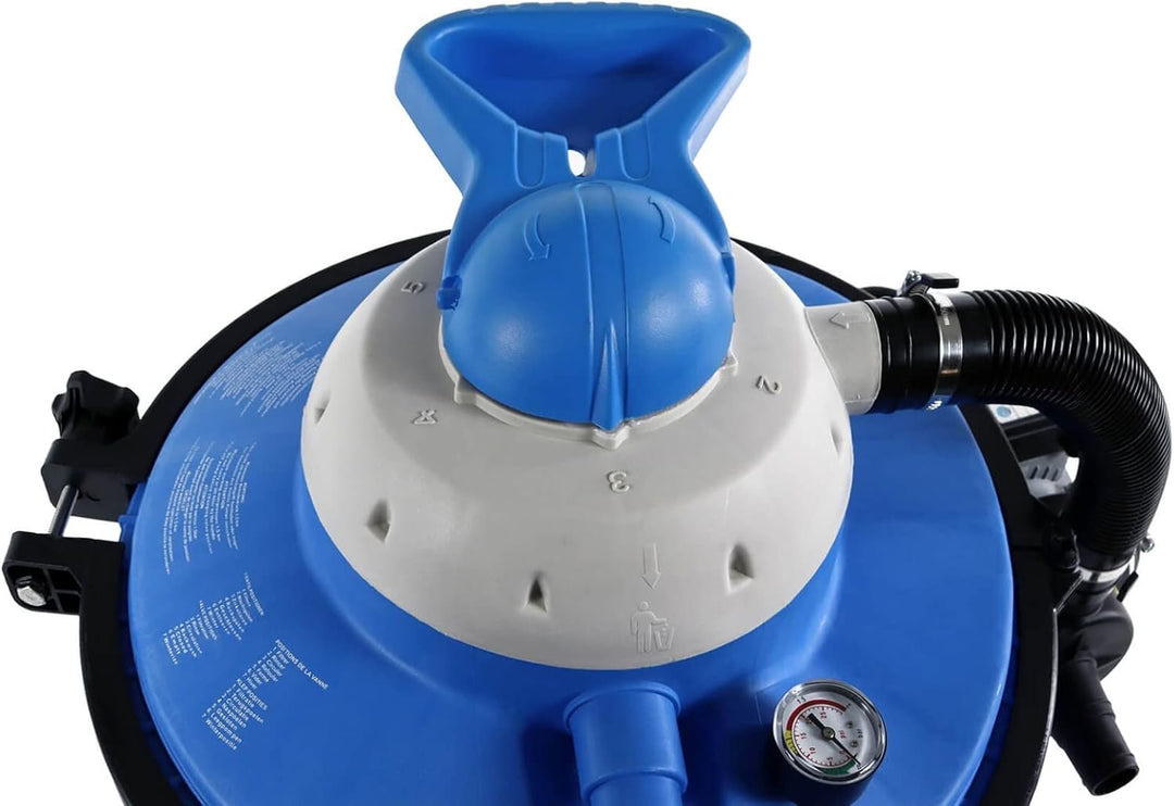 BASIC 6 Sandfilterpumpe | für Schwimmbäder bis 23.000 Liter | Inklusive Multi-Wegeventil und Druckme