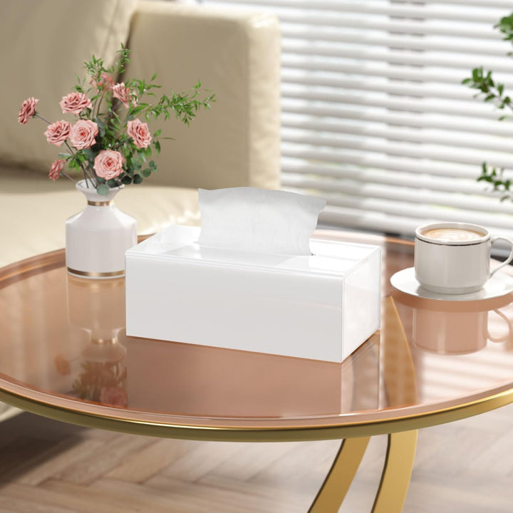 AITEE Acryl Kosmetiktücherbox: 25×13×9 cm Weiss Tücherbox mit Magnetabdeckung für Esszimmer Badezimm