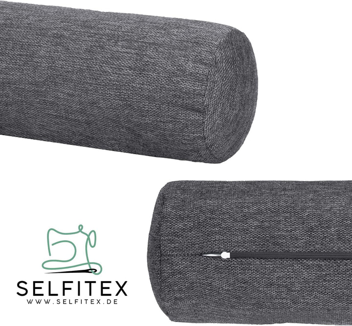 Monsera Extra Lange Nackenrolle - 19x65 cm, weich u. formstabil, fein melierter Bezug, Füllkissen au