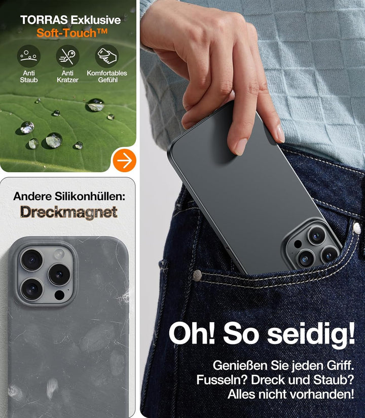 TORRAS Ultra Dünn für iPhone 15 Pro Max Hülle für MagSafe (Nr. 1 Magnetkraft, Nie Staub anhaftend) V