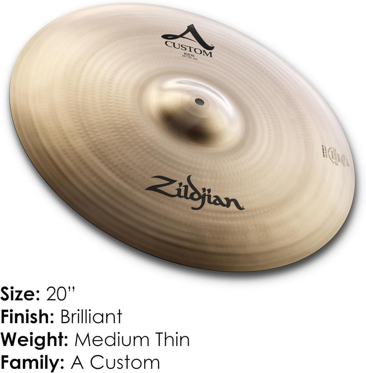 Zildjian A Custom Series - 20" Ride Cymbal - Brilliant finish 20 Zoll Ride, 20 Zoll Ride