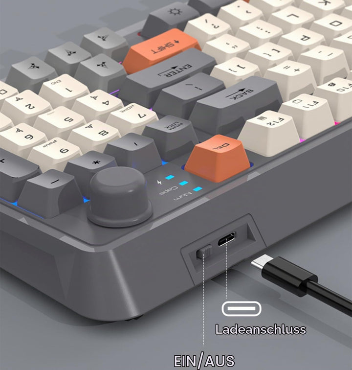 Lancoon Wiederaufladbare Tastatur und Maus Set Kabellos mit Verstellbarer Halterung 2.4G Lautstärker