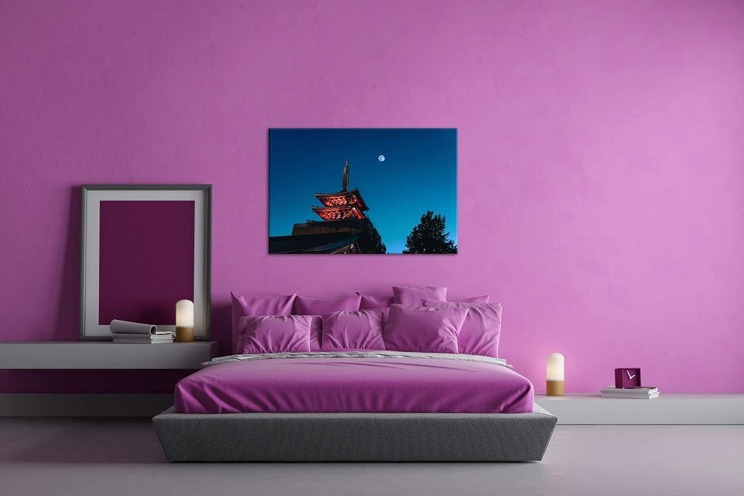 Schreinturm im Schein des Mondes Format: 100x70 als Leinwandbild, Motiv fertig gerahmt auf Echtholzr