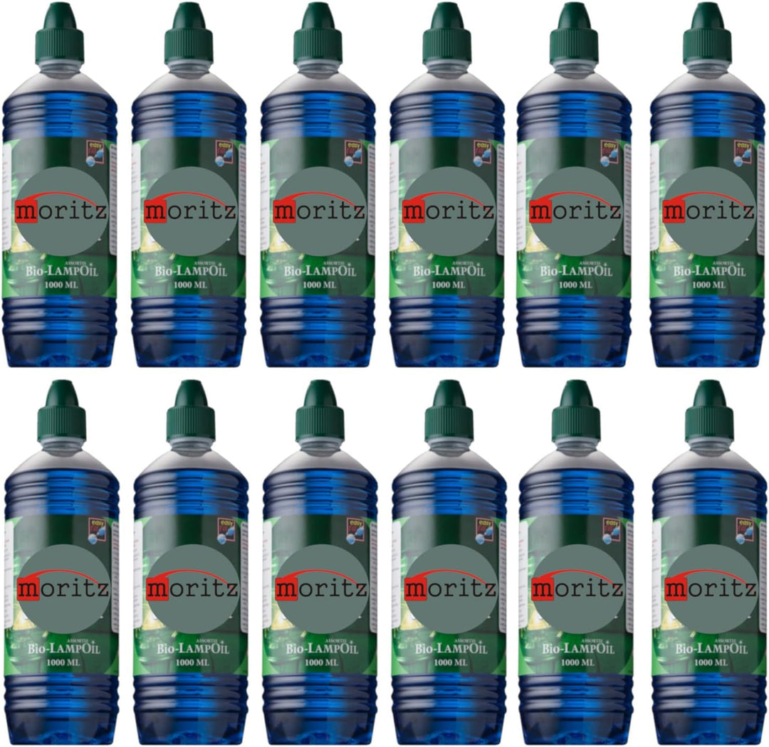 Moritz 12 Liter Bio Lampenöl blau farbig für Öllampen Bambusfackeln Gartenfackel und Wandfackeln 12
